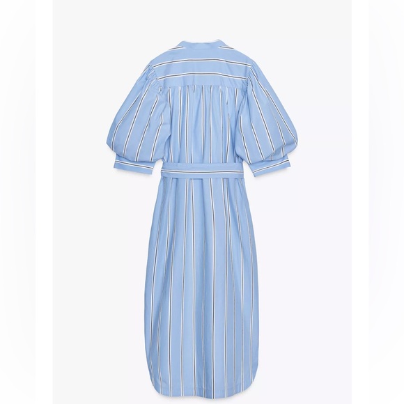 Zara Light Blue Striped Midi Dress - Picture 6 of 9